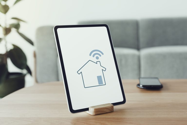 digital tablet screen of a smart home system